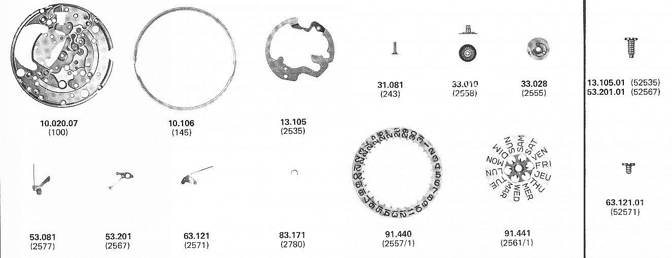 A Schild AS 2064 watch date parts
