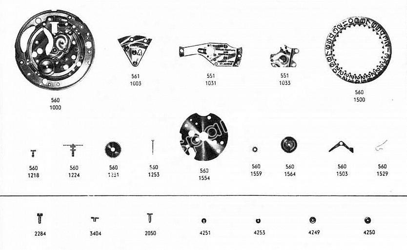 Omega 561 watch date parts